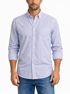 Teddy Stratford NYC Men’s Striped Linen Cotton Button Up Shirt Size 3 M/L